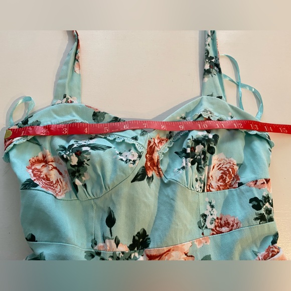 Hot Topic Mint Floral Halter Retro Rockabilly Pinup Swing Dress Size‎ XS - Picture 7 of 9